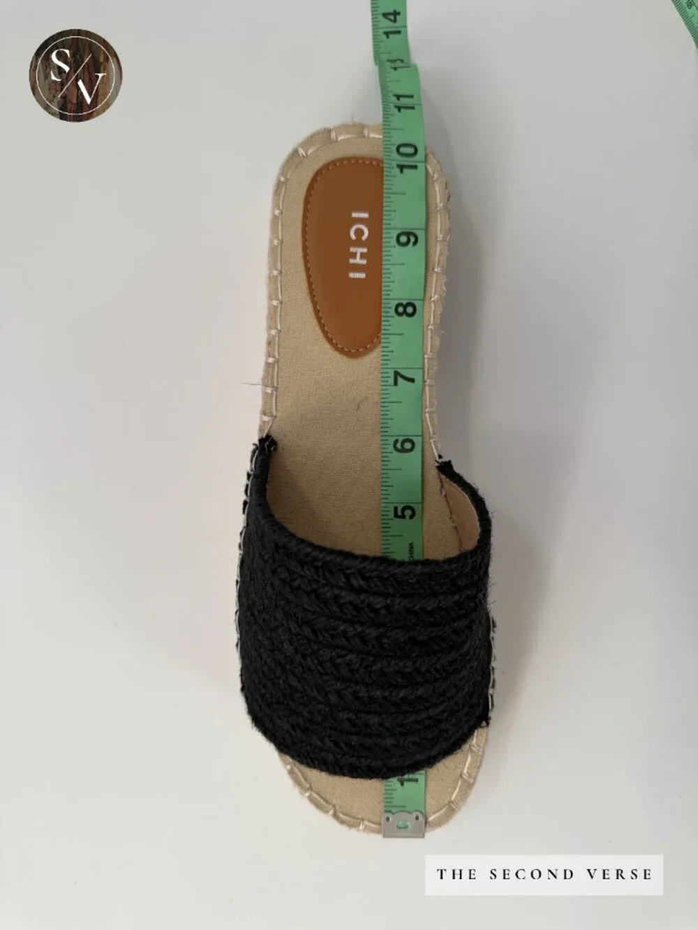 NWT ICHI Platform Slide On Comfy Sandals Natural Black Size 41 (10) - Picture 6 of 10